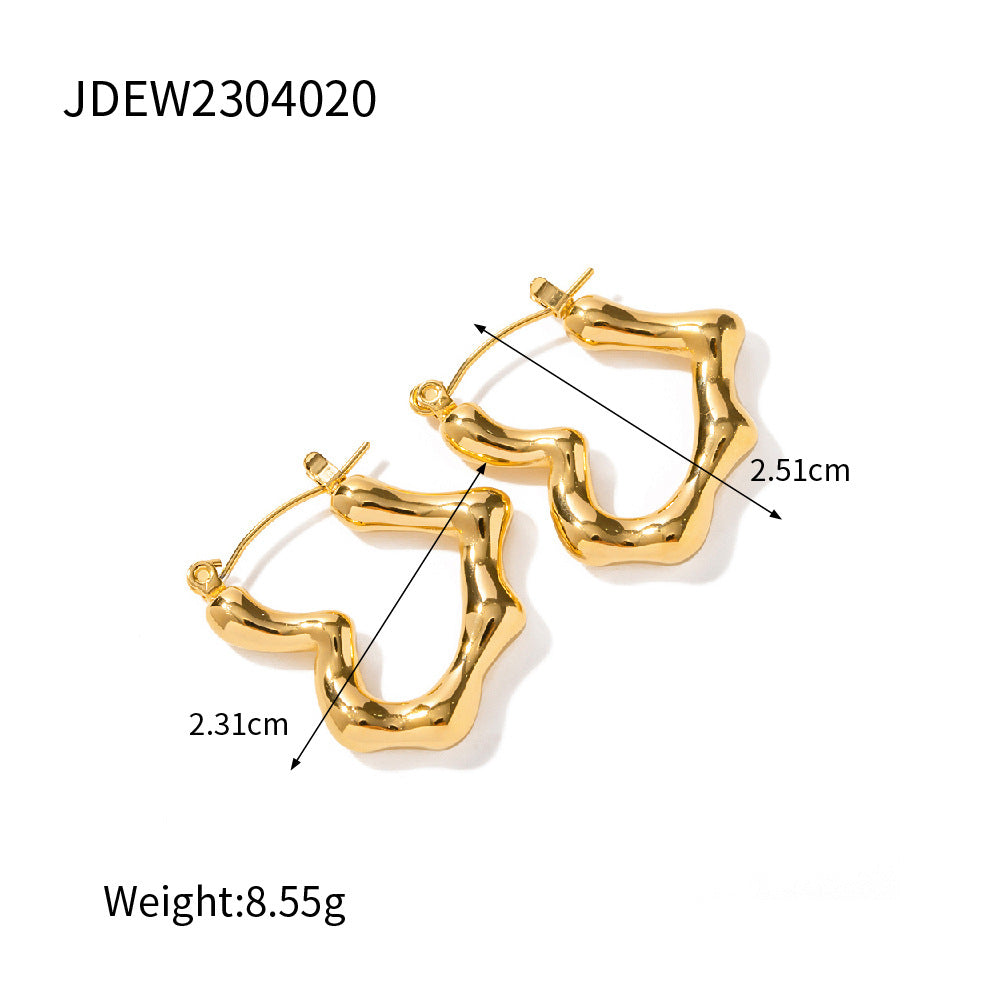 18K Gold-plated Bamboo Knot Heart Nugget Earrings